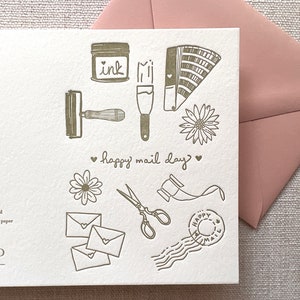 Tarjeta de felicitación tipográfica - Amor de papelería tipográfica - Feliz día del correo - esbozado a mano - Listo para enviar
