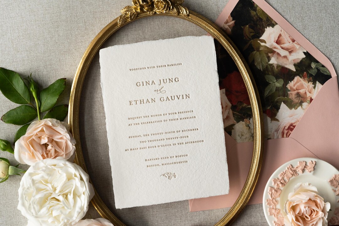 The Eliza Suite in Mocha Rose Gold - Sample Letterpress Wedding ...