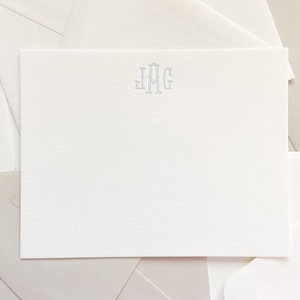 Letterpress Traditional Monogram Stationery, Set of 50 or more, paper, thank you, wife, husband, boy, girl, simple, note card S112 image 2