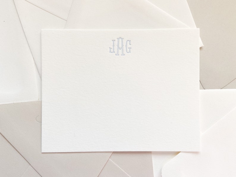 Letterpress Traditional Monogram Stationery, Set of 50 or more, paper, thank you, wife, husband, boy, girl, simple, note card S112 image 2