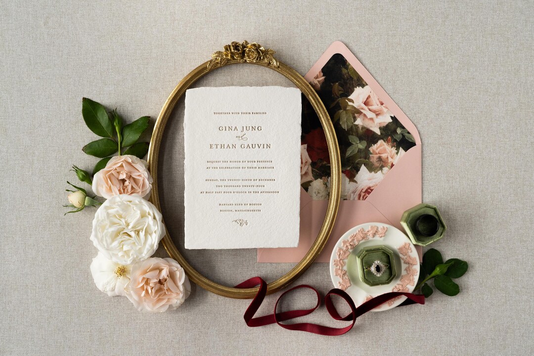 The Eliza Suite in Mocha Rose Gold - Sample Letterpress Wedding ...