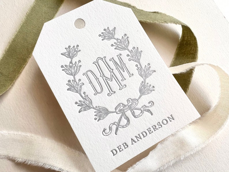 Letterpress Gift Tags Custom, Personalized, Christmas, Favor Tags, Everyday, Wedding, Shower, Thank you, Script, Simple, Classic G101 image 2