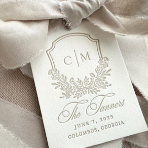 Letterpress Favor Tags - Individuell, personalisiert, Geschenkanhänger, Alltag, Hochzeit, Dusche, Danke, Schrift, einfach, klassisch, Wappen