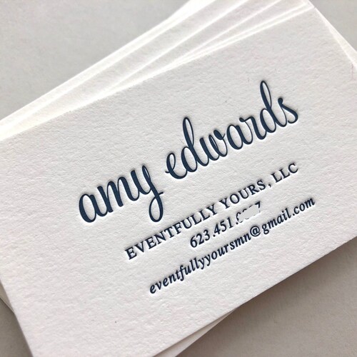 Letterpress Business Cards Calling Card Custom Calligraphy Etsy