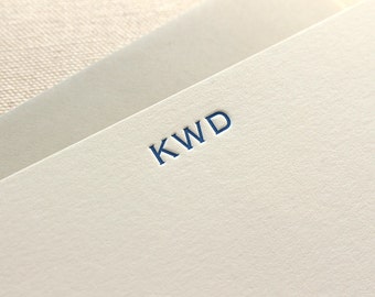 Letterpress Mens Modern Monogram Stationery, Set of 50 or more, paper, anniversary, thank you, traditional, husband, simple, note card S111