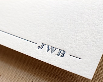 Letterpress Mens Modern Monogram Stationery, Ensemble de 50, papier, premier anniversaire, merci, traditionnel, mari, collègue, cadeau, carte s152