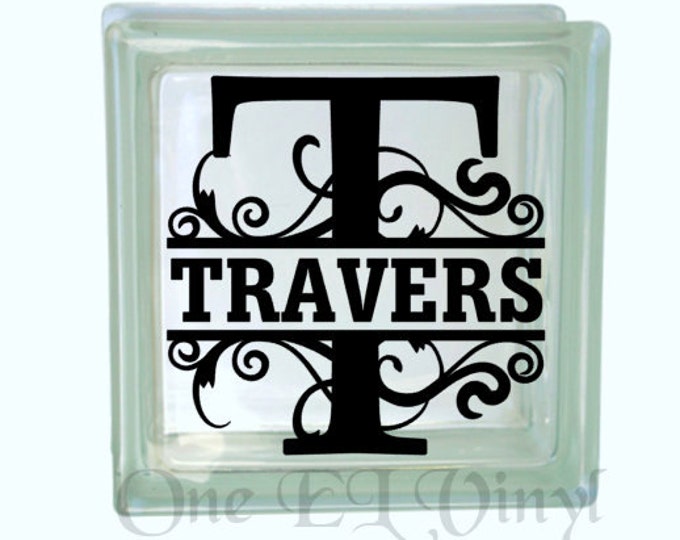 Monogram Glass Block Decal Personalized Custom