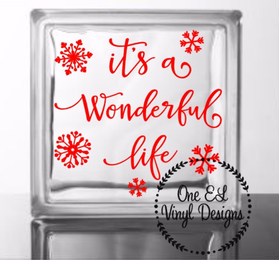 It S A Wonderful Life Diy Glass Block Decal Christmas Decor