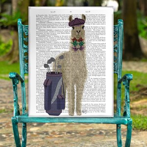 Golf gift - Llama golfing - Gift for golfer Gift for husband Golf clubs Golf caddy gift Fathers day gift Gift for dad Funny dad gift