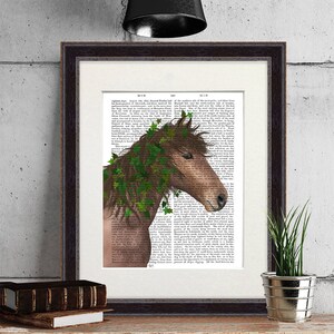 Horse decor art - Horse chestnut with ivy - Horse lover Horse art on canvas Pony print art Rustic home decor Gift for mother Gift for sister