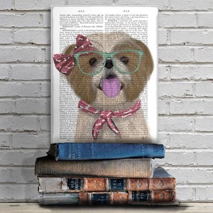 Cute gift for girl - Shihtzu with glasses and scarf - Girl nursery art Shih tzu print Girl cute gift Funny kids gift Cute gift for sister