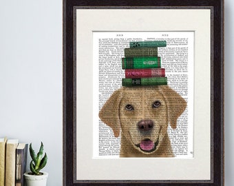 Stampa del libro del Labrador giallo – Regalo per gli amanti dei cani Labrador Retriever