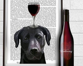 Labrador_Black_DogAuVin_ Black Lab Print Funny illustration Labrador Gifts Black Lab art print Home decor Black labrador painting Home decor