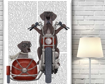 Gift for couple - Great dane chopper and sidecar - Paper anniversary motorcycle motorbike mr and mrs large dog prints mum and dad present