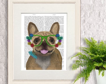 French Bulldog Flower Glasses Print – FabFunky Antiquarian Art