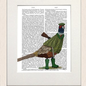 Pheasant shooting party 2, British woodland, Cottage and country wall art, Gamekeeper gift, Game bird print, Farmhouse decor, Framed art