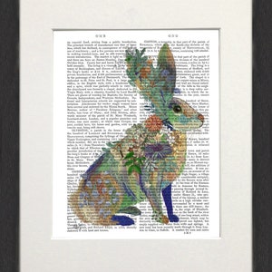 Hare print, Rabbit art, Woodland animal art, Hare painting, Bunny print, Floral wall art, Frame print, Canvas art, Rabbit poster Rabbit gift