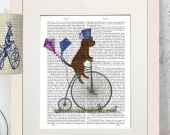 Cavapoo print, Red cavapoo art, Ruby cavapoo, Cockapoo gift, Cockerpoo art, Cycling gift, Dog on bike, Bicycle wall art, Nursery decor