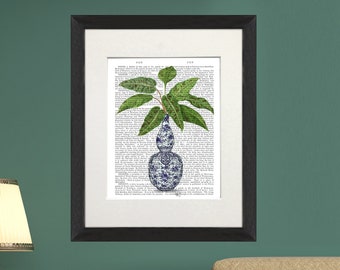 Chinoiserie print Ginger jar Plant picture Tropical plant print Southern style Living room decor East Asian art print - Chinoiserie Vase 1