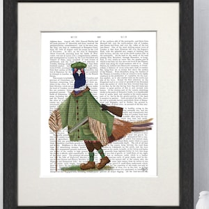 Pheasant shooting party 6, Game bird shooting, Country decor, Farmhouse wall art, Dictionary art, Framed art canvas, British wildlife gift