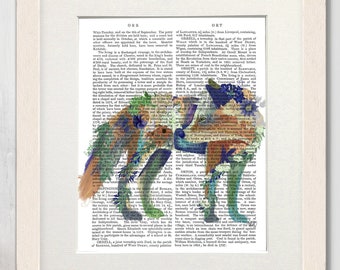 Fox painting, Fox art print, Cute fox poster, Woodland fox print, Floral artwork, Large canvas art, Framed wall art, Book page art, Foxy art