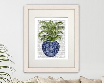 Floral interiors Palm plant decor Blue and white ginger jar print Southern style Asian wall art Gift for new home - Chinoiserie Vase 6