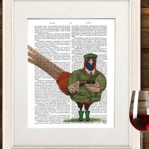 Pheasant shooting party 7, Country home decor, Game bird print, Game bird hunting, Hunting gift, Pheasant art, Framed art print, British art