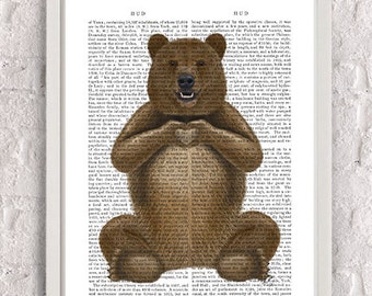 Regalo per fidanzato - Bear Print - Bear and Hand Heart - marito regalo orso arte murale stampa fidanzamento idea regalo anniversario regalo romantico