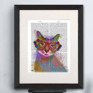 Cat lover gift - Cat 1 in colorful glasses - Cat gifts for women Cat lady Cat art Cat wall art decor Cat gifts for kids Kitty cat Cat decor