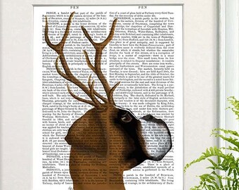 Boxer Gift - Boxer and Antlers - funny boxer dog cute boxer dog boxer wall art boxer decor boxer poster boxer picture