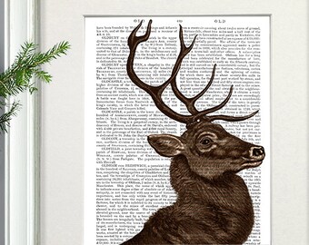 Brown Stag - Stag art print deer art print cabin decor cabin wall art Man cave decor lake house decor stag antlers deer hunter hunting lodge