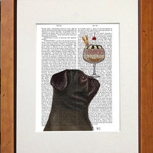 Pugs -  Pug black Ice cream dog - Pug dog Dog pug art Pug gift Pug print art Pug art gift Pug lover Pug wall print Pug christmas gift poster