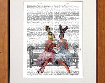 Woodland animals - Rabbit chat - Rabbit print Bunny rabbit Bunny print Rabbit art Woodland nursery Rabbit nursery Bunny nursery decor Hare