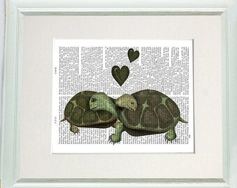 Turtle Print - Turtle Green Heart - Turtle wall art Nursery Print modern Nursery Art for Kids Room Décor funny romantic gift idea turtle art