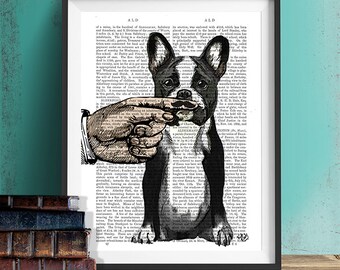 Funny dog art - French Bulldog Finger Mustache art mustache baby geek gift for man geek fathers day geekery print Gifts for Men frenchie art