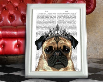 Tiara Pug Art Print – Funny Dog Lover Gift