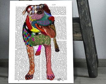 Staffordshire Bull Terrier Print, Dog Print dog poster dog wall decor dog illustration dog picture dog gift dog print dog art staffie print