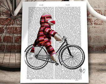 Sock Monkey on Bicycle - Sock Monkey Décor Sock monkey nursery décor Sock Monkey print modern Nursery Art for Kids Room Décor Cool kid gift