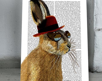 Steampunk Hare Print | Antiquarian Book Art