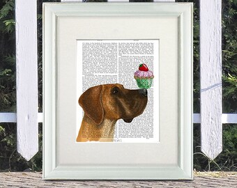 Great Dane with Cupcake on nose - Dog Print wall art wall decor wall hanging Great Dane illustration Great Dane print Great Dane picture