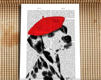2293 Dalmatian With Red Beret Poster Print- Funky Fab (18 X fab-funky-dalmatian-with-red-  main image 4