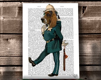 Basset hound art - police officer Basset hound print police gift police art police dog police home décor police nursery police birthday dog