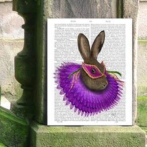 Woodland animal Woodland nursery decor - Mardi Gras Hare Print - Rabbit Print Mardi gras gift rabbit art rabbit illustration bunny wall art