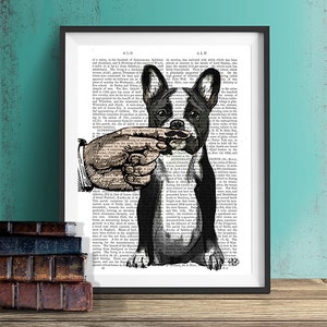 Funny dog art French Bulldog Finger Mustache art mustache baby geek gift for man geek fathers day geekery print Gifts for Men frenchie art immagine 1