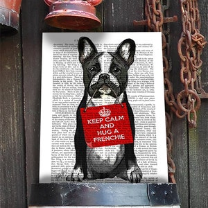 Hug a Frenchie Wall Art French Bulldog Print geekery poster cute home décor cute frenchie print gifts for boyfriend gift frenchie lover image 1