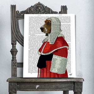 Basset hound Art Print Judge Dog  judge gift law school graduation gift attorney gift law school gift lawyer baby lawyer art funny dog print