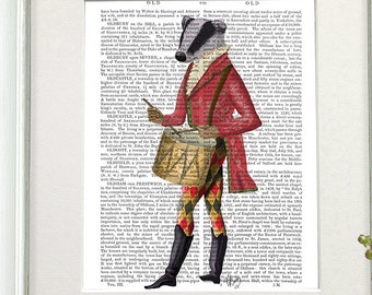 Impressão artística Badger Minstrel – Decoração para sala de música, presente para músico