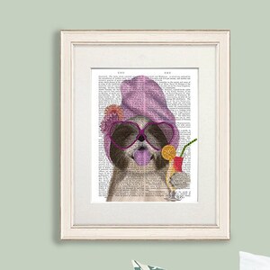 Tzus owner gift - Shih tzu cocktail dog - Shih tzu print Shihtzu dog decor Dog gift for girl Whimsical dog decor Dog lover gift Funny dog