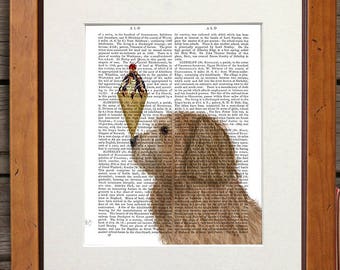 Labradoodle print -  Labradoodle golden Ice cream dog - Labradoodle decor Labradoodle dog Wall dog decor Dog poster print Dog owner gift