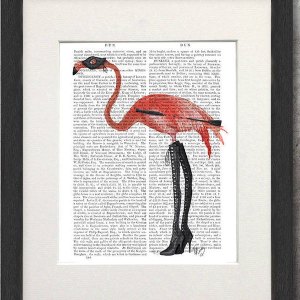 Bondage - Flamingo with kinky boots - BDSM Fantasy art Kinky Erotic art Fetish Erotic art decor Sexy print Burlesque print Pink bedroom art